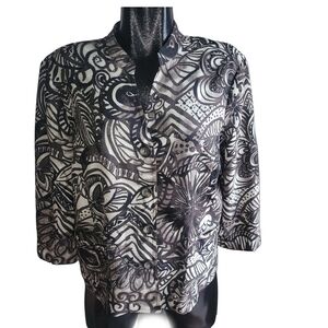 Lana Lee Brown and Tan Patterned Cropped Sleeve Blazer